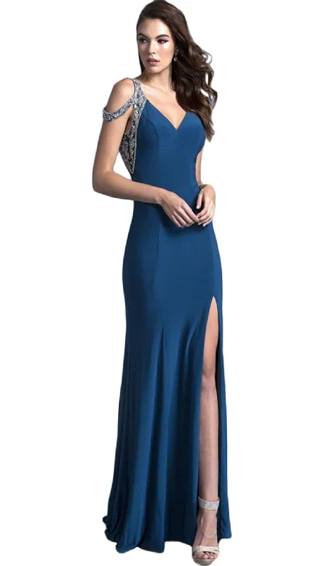 Plus size dresses for wet weather stay dry -Aspeed Design - Embellished V-neck Prom Fitted Gown