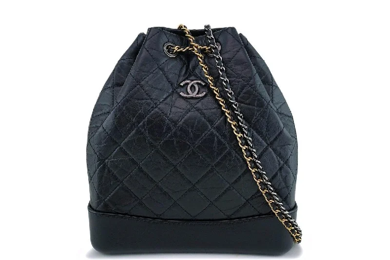 Anti-theft backpack with hidden zipper security -Chanel Black Medium Gabrielle Backpack Rucksack Bag