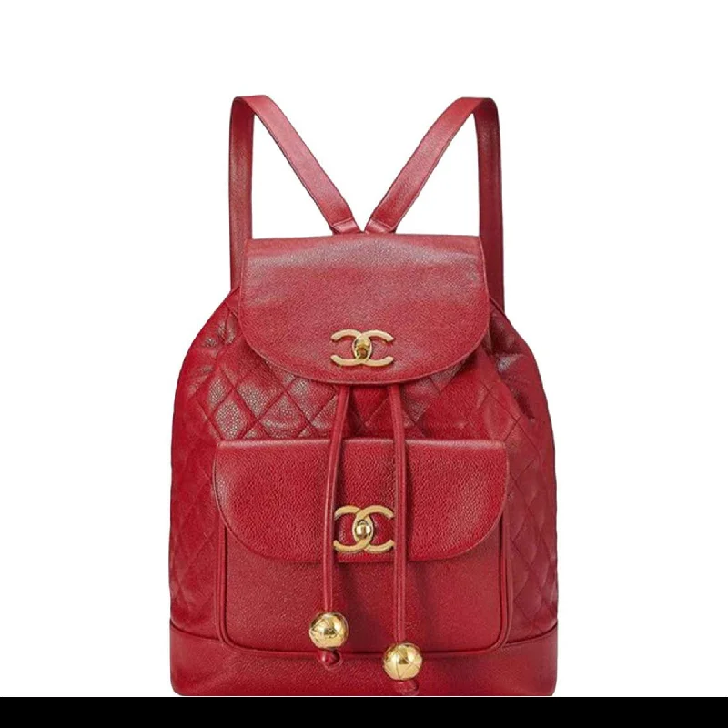 Budget-friendly backpack for thrifty adventure seekers -Chanel Rare Maxi Jumbo Quilted Vintage 90s Red Caviar Leather Backpack