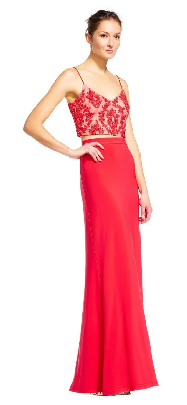 Plus size dresses with soft textures feel cozy -Adrianna Papell - AP1E201024 Two-Piece Beaded Sheath Gown