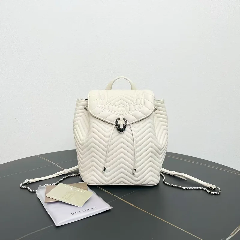 Reflective backpack for safe nighttime jogging -Bvlgari Serpenti Forever White Leather Backpack 19