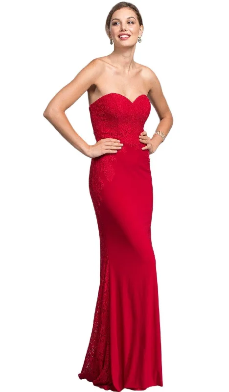 Plus size dresses with tie waists adjust perfectly -Aspeed Design - Lace Strapless Sweetheart Prom Dress