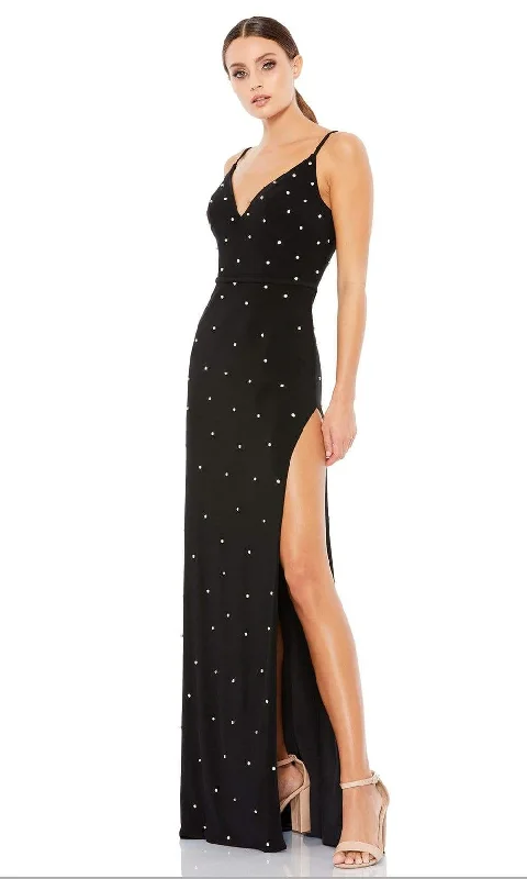 Elegant plus size dresses for weddings fit beautifully -Ieena Duggal - 70232 Polka Dots Open Back Simple Prom Column Dress