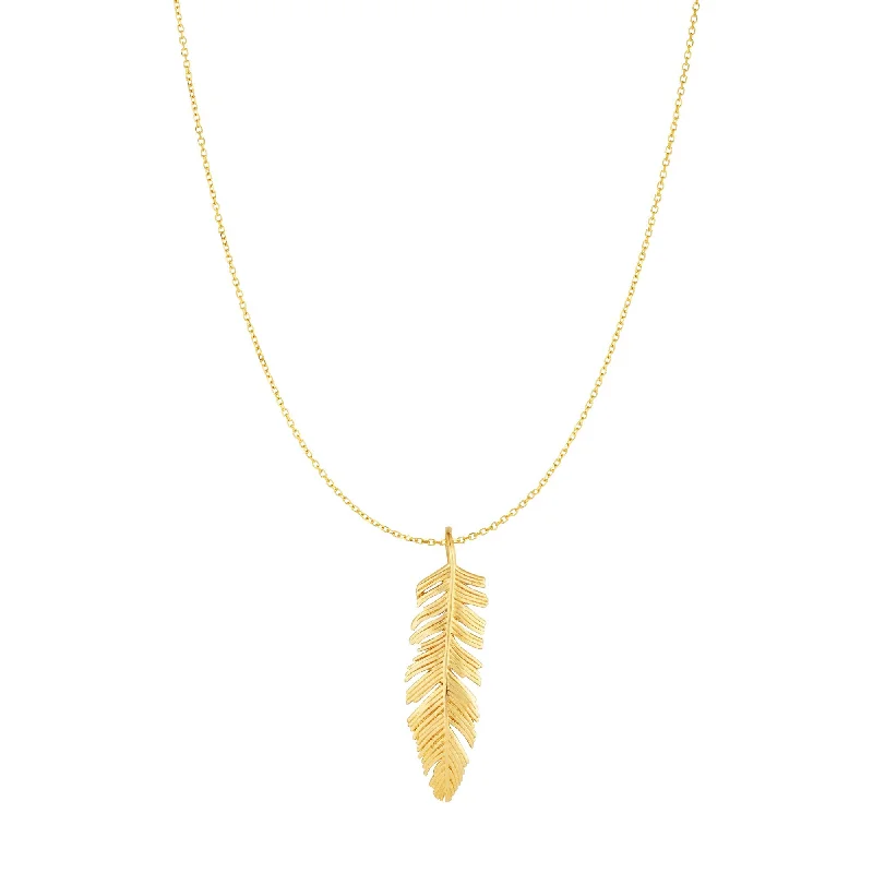 Best necklaces and pendants with vintage lockets for a nostalgic, sentimental look-10K Gold Feather Necklace