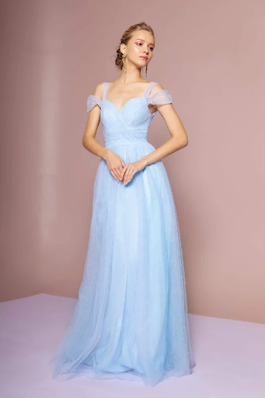 Plus size dresses for fancy nights shine bright -Elizabeth K - GL2610 Cold Shoulder Sweetheart Neck Tulle A-Line Gown