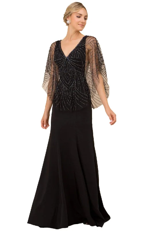 Plus size dresses with bold cuts make statements -Nox Anabel - Y531 Embellished V-neck Trumpet Dress With Train