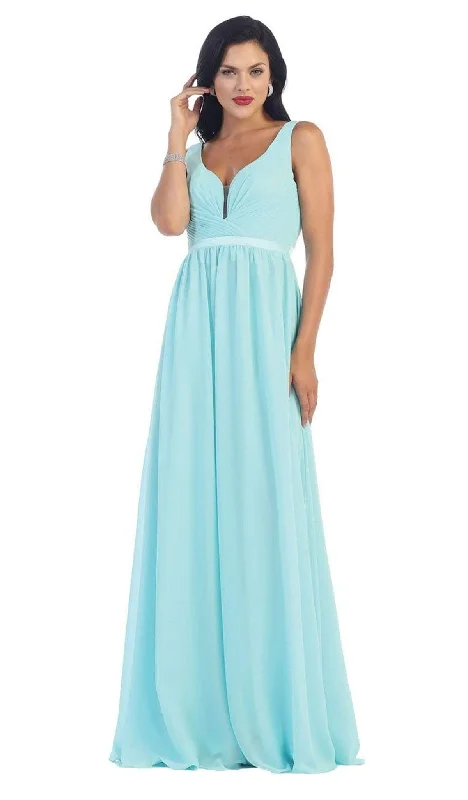 Plus size dresses with supportive linings feel great -May Queen - MQ1225 Sleeveless Illusion Plunging A-Line Gown