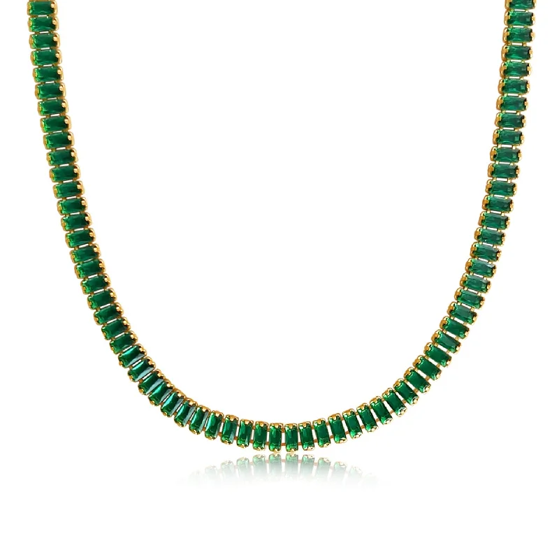 Best necklaces and pendants with minimalist pendants for a sleek, understated look-Shayna Baguette Necklace - Emerald