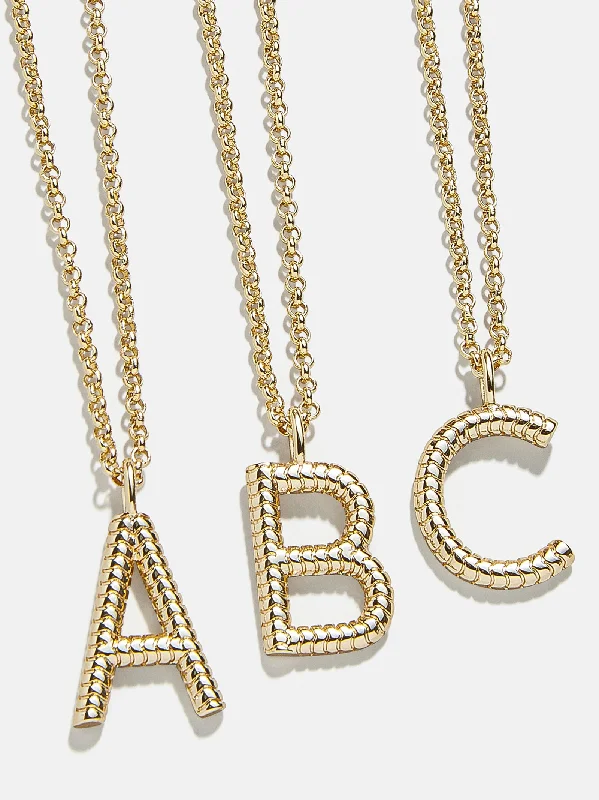 Best necklaces and pendants with adjustable chains for a customizable fit-Classic Initial Necklace - Ribbed Gold Initial