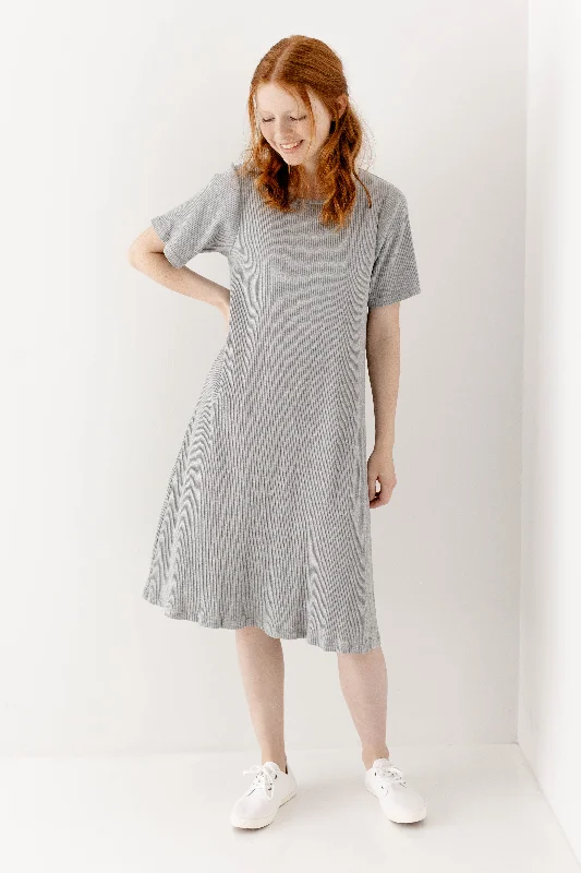 Plus size dresses featuring beaded hems are ornate -'Hallie' Ribbed Swing Dress in Heather Grey FINAL SALE