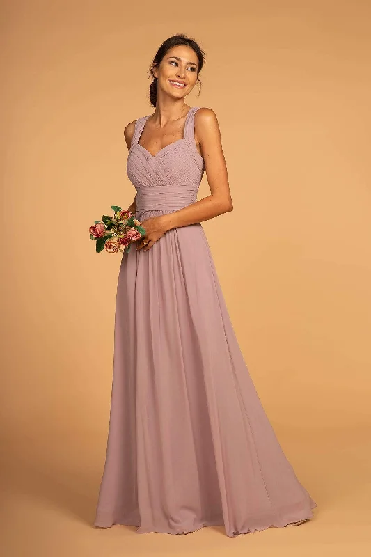 Plus size dresses for power dressing empower daily -Elizabeth K - GL2608 Sleeveless Ruched-Bodice A-Line Chiffon Gown