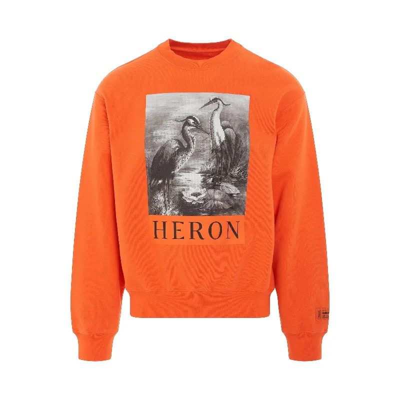 Camouflage backpack for hunting expedition needs -Heron BW Crewneck in Orange/Black