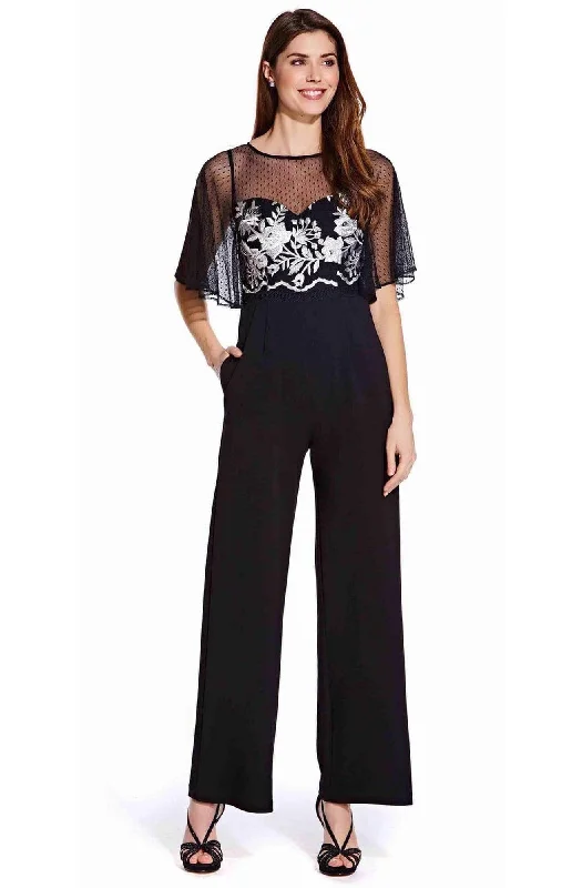 Plus size dresses for casual Fridays stay relaxed -Adrianna Papell - AP1E205755 Floral Embroidered Jumpsuit