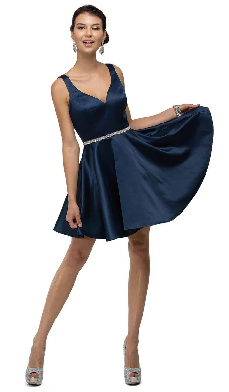 Plus size dresses featuring mesh overlays feel chic -Dancing Queen - 9504 Sleeveless Sweetheart Satin Bejeweled Cocktail Dress