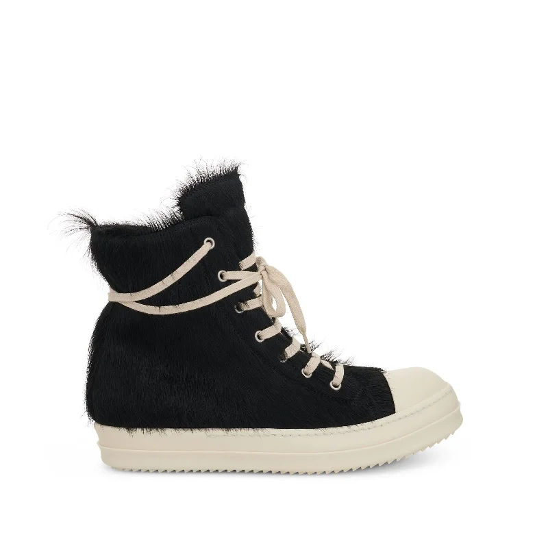 Heavy-duty backpack for construction worker essentials -Strobe High Fur Sneaker in Black/Milk