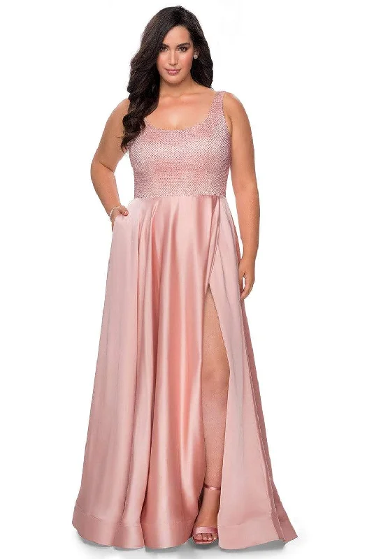 Plus size dresses featuring earthy tones are grounding -La Femme - 28879 Scoop A-Line Junior Prom Gown