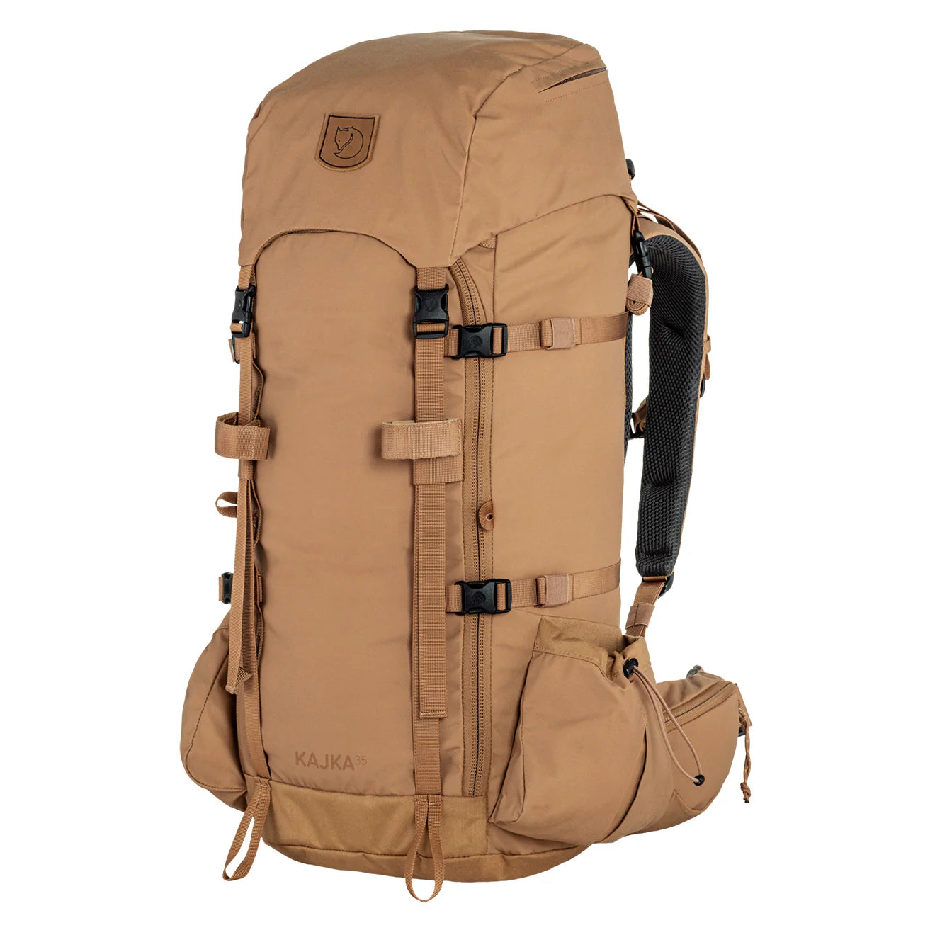 Outdoor survival backpack with emergency tool pockets -Fjallraven Kajka 35 Backpack M/L Khaki Dust