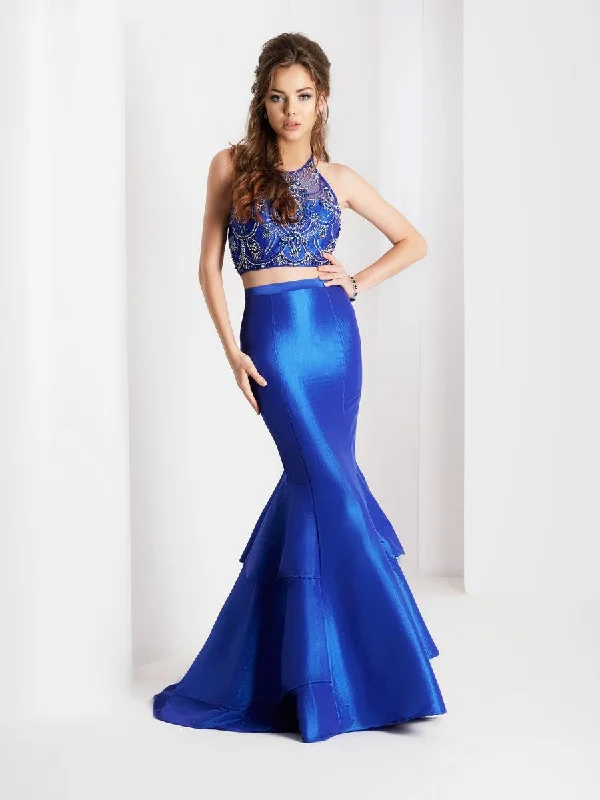 Plus size dresses with empire waists cinch nicely -Clarisse - 3488 Halter Neck Two-Piece Taffeta Gown