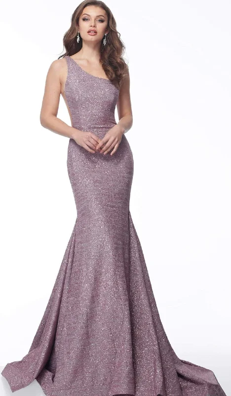 Plus size dresses with timeless cuts suit all -Jovani - 67650 Stretch Glitter Mermaid Dress With Sweep Train