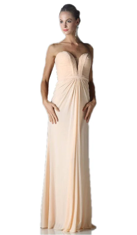 Plus size dresses with sleek designs suit all -Cinderella Divine - Pleated Plunging Sweetheart Sheath Dress