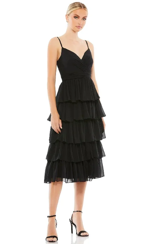 Trendy plus size dresses with bold prints stand out -Ieena Duggal 55437 - V-Neck Ruffle Tiered Formal Dress