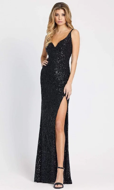 Plus size dresses with sleek lines look modern -Ieena Duggal - 26443 Sleeveless High Slit Sequin Long Prom Gown