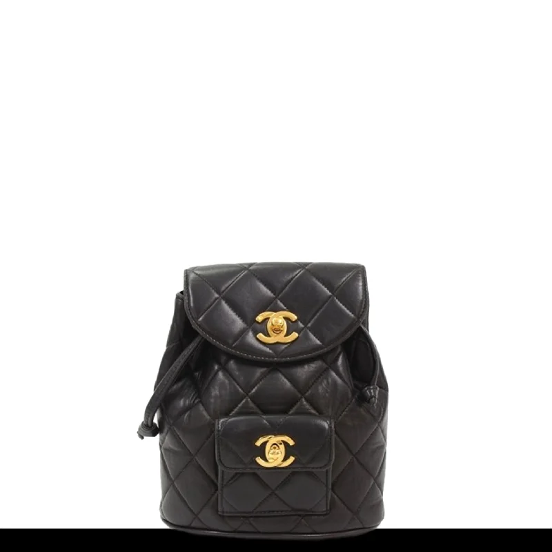 Durable travel backpack with multiple storage compartments -Chanel Micro Mini VIntage 90's Quilted Lambskin Rucksack Backpack