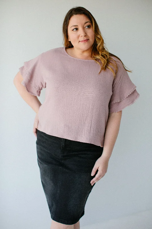 Plus size dresses with bright hues feel lively -'Melody' Bell Sleeve Cotton Top in Dusty Rose FINAL SALE