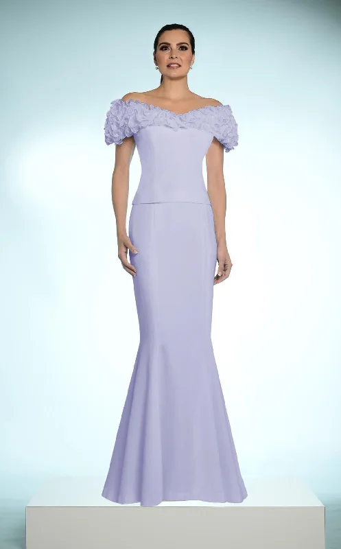 Plus size dresses featuring lace details feel romantic -Alexander by Daymor - 2003 Ruffles Off Shoulder Evening Gown