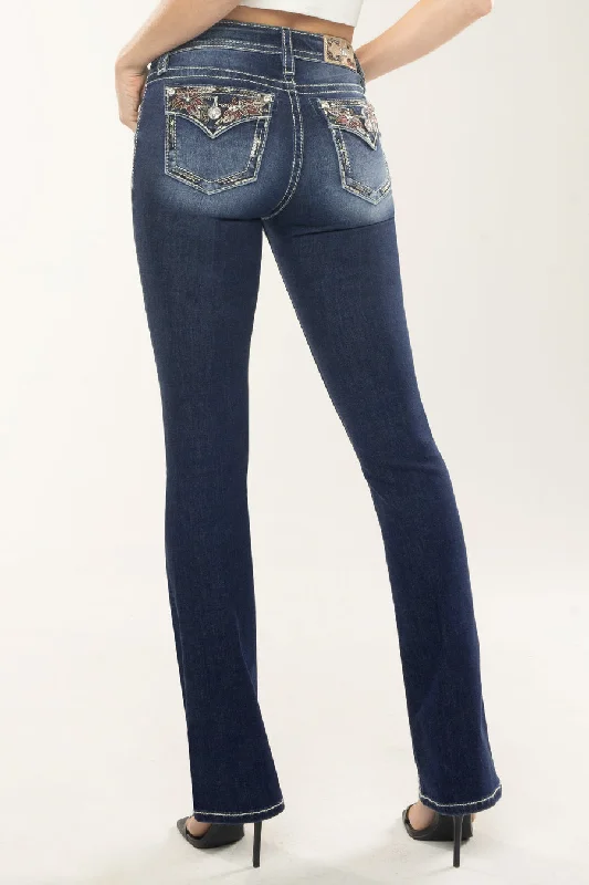 Birthday Jeans for Celebration -Holiday Floral Bootcut Jeans