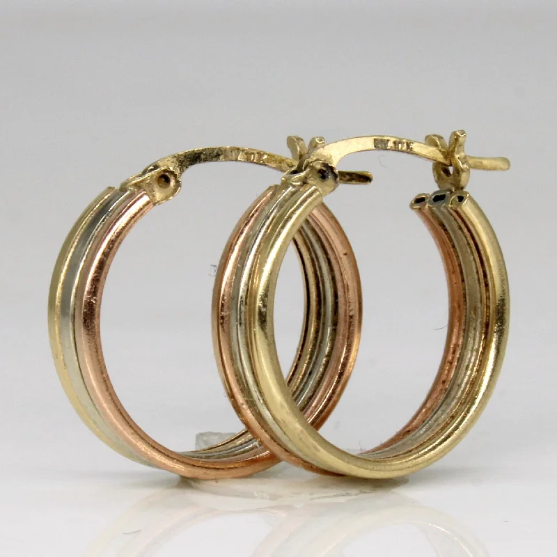 Best hoop earrings with blackened metal for an edgy and bold appearance-Tri Tone Grooved Hoops |