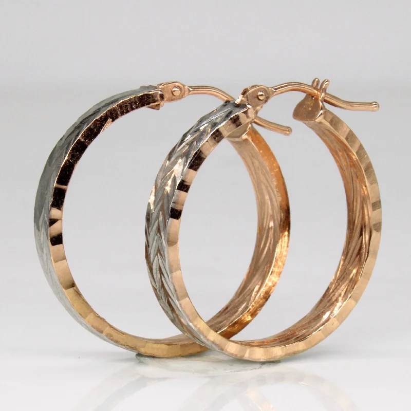 Hoop earrings with oversized designs for a bold, fashion-forward statement-Two Tone Bevelled Edge Hoops |