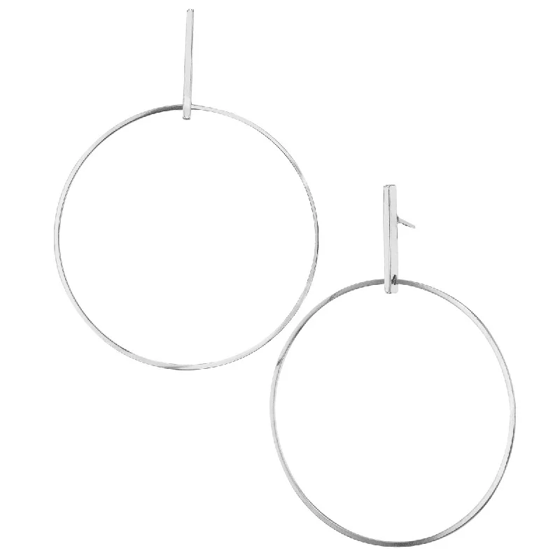 Hoop earrings with textured gold for a refined and sophisticated aesthetic-14K Rhodiumplated 3"   Drop Earring