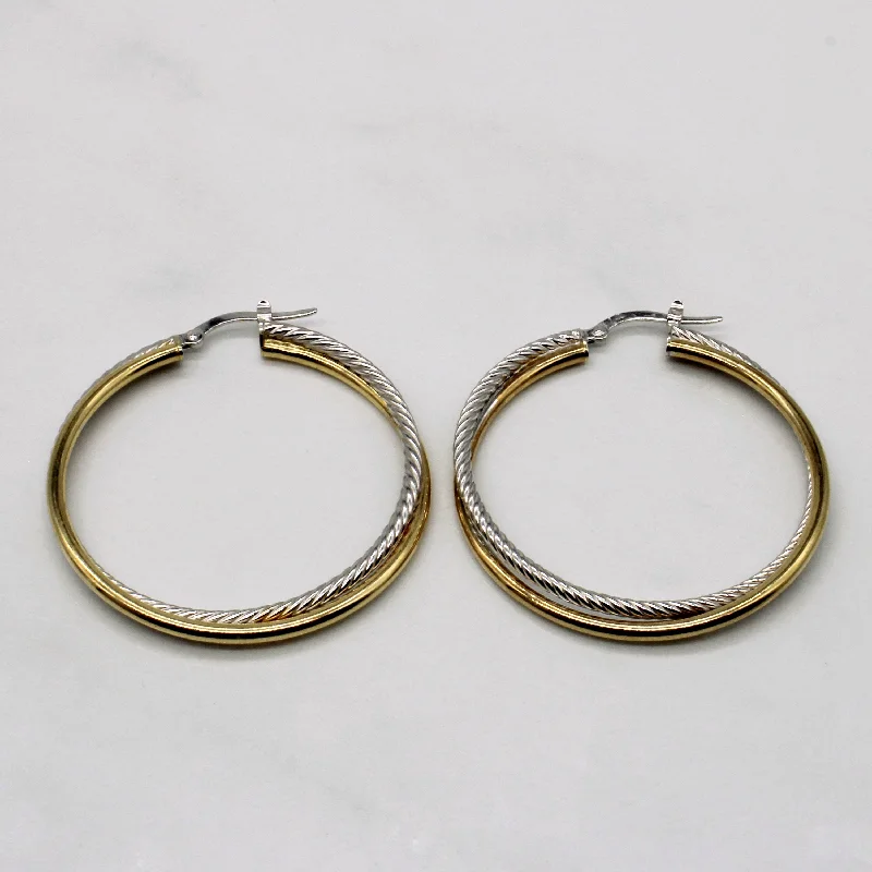 Best hoop earrings with sparkling cubic zirconia for a brilliant, budget-friendly effect-Two Tone Gold Hoop Earrings |