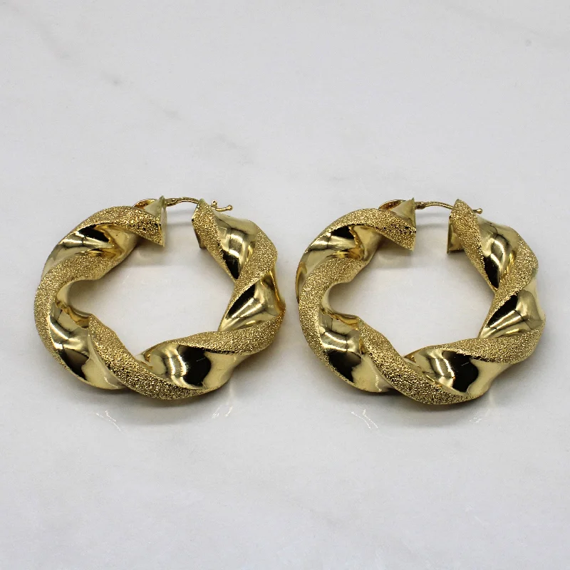 Best hoop earrings with satin ribbons for a soft, feminine appearance-Large Twisted Hoop Earrings |