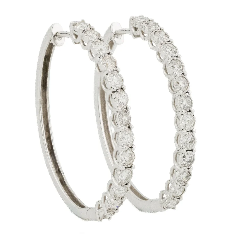 Hoop earrings with a matte black finish for a sleek, edgy vibe-2.00ctw Diamond Hoop Earrings in 10K White Gold