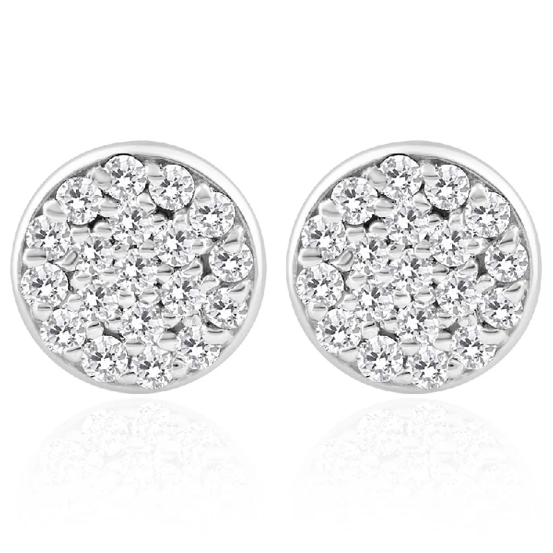 Hoop earrings with circle designs for a classic and timeless shape-3/8 Ct EX3 Lab Grown Diamond Pave Studs Womens Earrings Lab Grown 14k White Gold 8mm