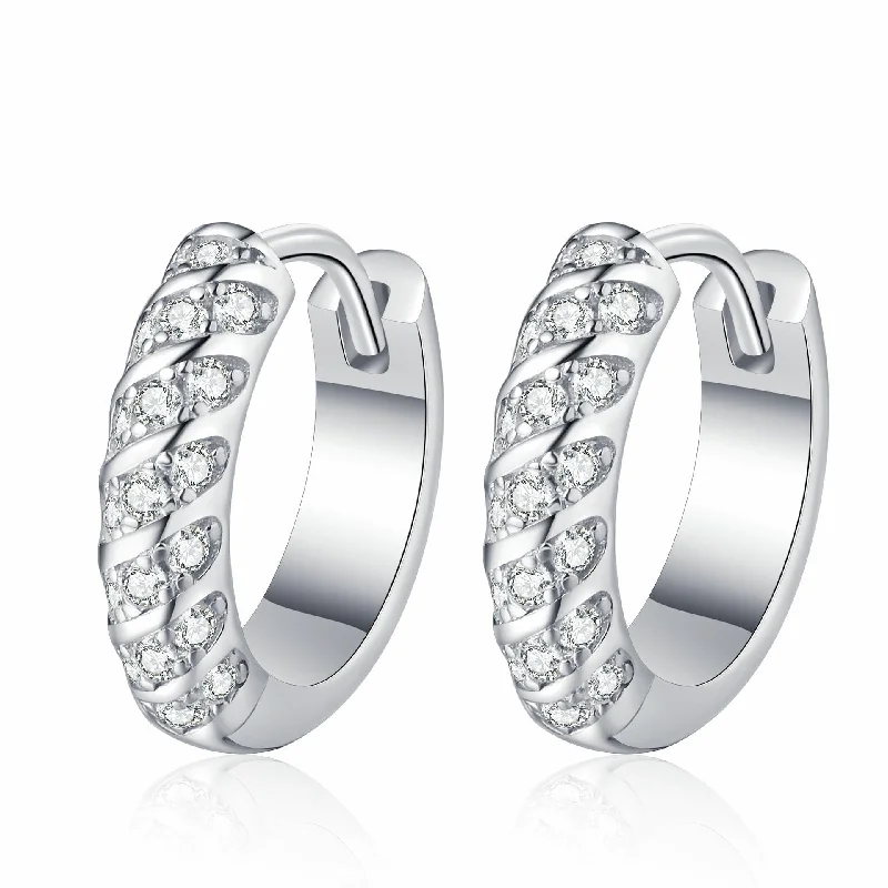 Hoop earrings with polished metal for a shiny and high-quality finish-925 Sterling Silver Spiral Moissanite Huggie Earrings