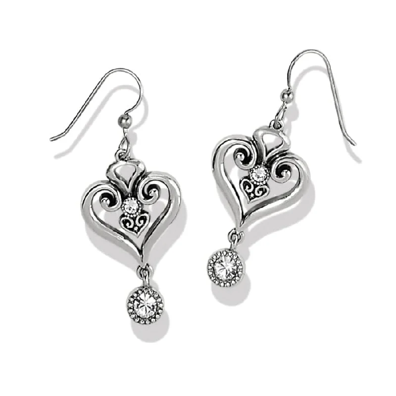 Hoop earrings with satin finishes for a smooth and elegant appearance-Alcazar Heart Glint French Wire Earrings