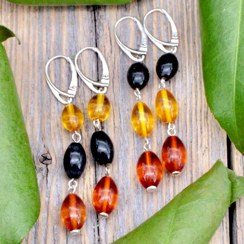 Small hoop earrings for a delicate and understated everyday wear-Amber Tri-Color Earring