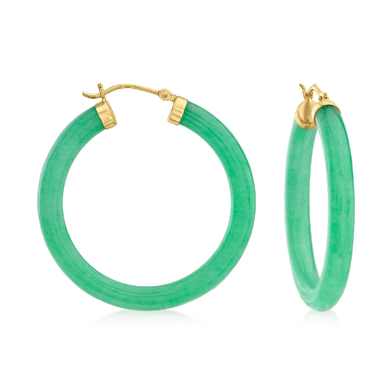 Best hoop earrings with minimal embellishments for a sleek and modern look-Canaria Canara Jade Hoop Earrings in 10kt Yellow Gold