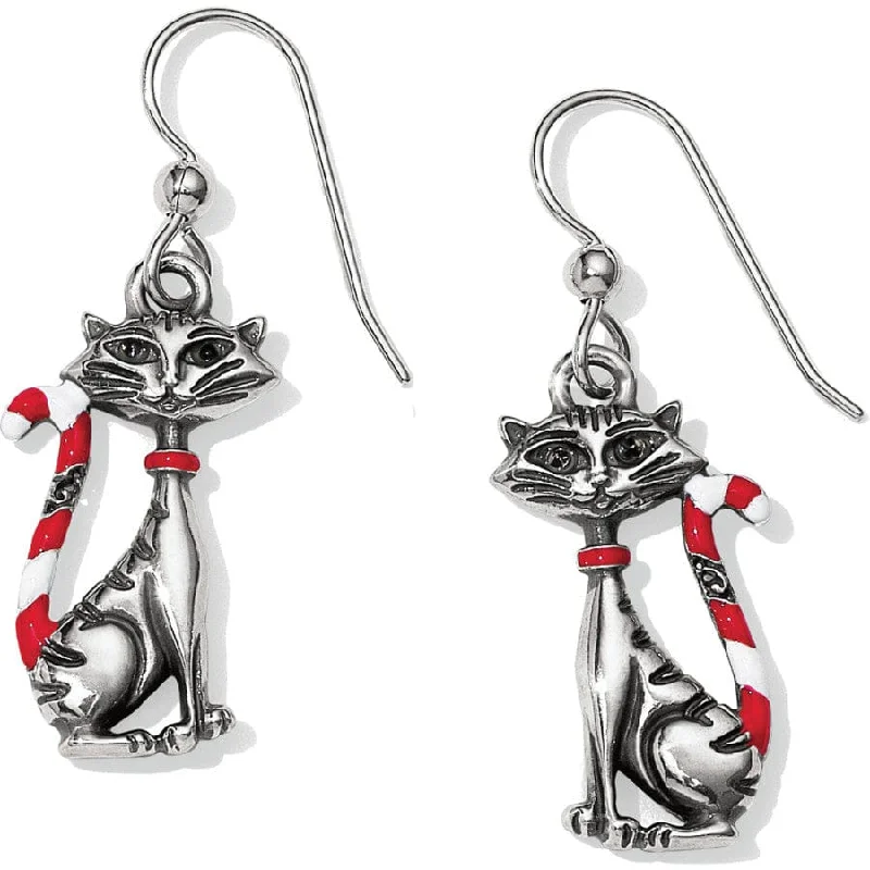 Hoop earrings with a chunky design for a bold and trendy statement-Candy Cane Cat Earrings