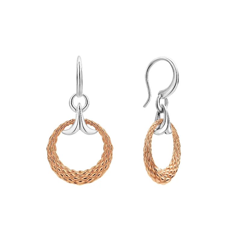 Best hoop earrings with crescent-shaped designs for a bold, moon-inspired style-Capulet Drop Earring - Two Tone Rose + Silver