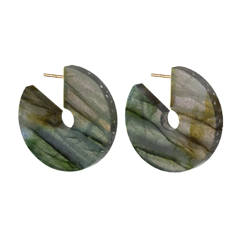 Hoop earrings with gold accents for a warm, elegant statement piece-Celestial Labradorite Hoops