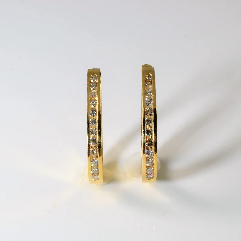 Hoop earrings with textured finishes for a vintage and classic style-Channel Diamond Hoop Earrings | 0.84ctw |