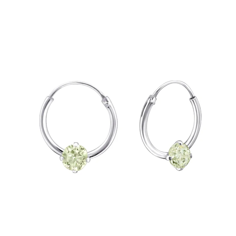 Hoop earrings with removable pendants for a versatile and customizable accessory-Children's Sterling Silver 'August Birthstone' Hoop Earrings