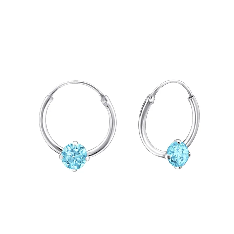 Hoop earrings with a chunky design for a bold and trendy statement-Children's Sterling Silver 'December Birthstone' Hoop Earrings