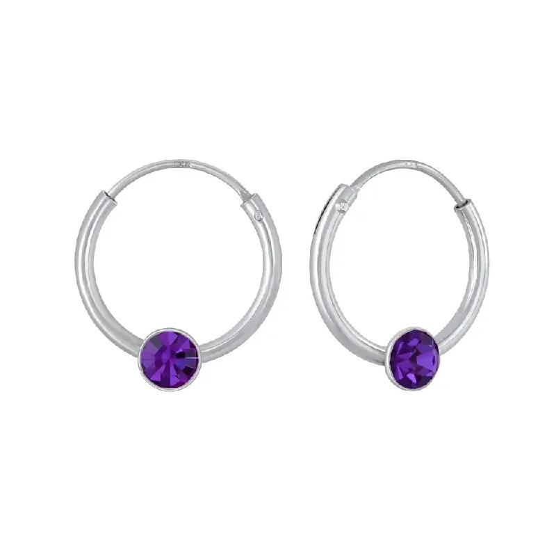 Hoop earrings with oversized pearl accents for a statement-making look-Children's Sterling Silver 'February Birthstone' Hoop Earrings