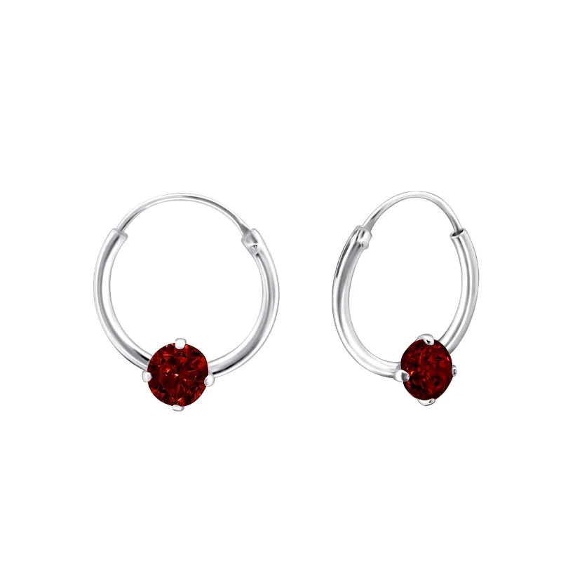 Best hoop earrings with satin ribbons for a soft, feminine appearance-Children's Sterling Silver 'January Birthstone' Hoop Earrings