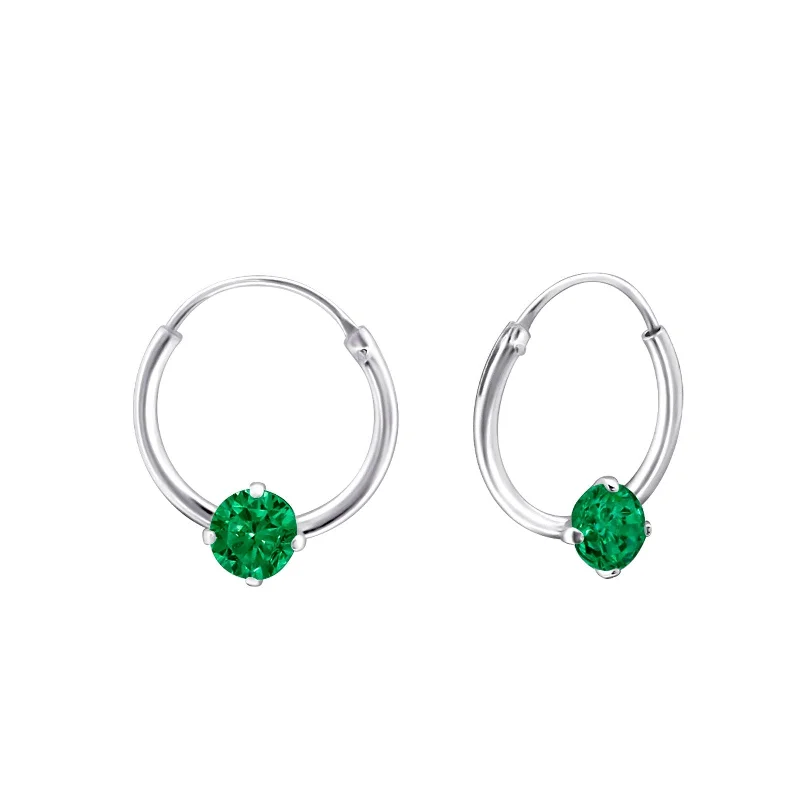 Hoop earrings with open designs for a modern, lighthearted vibe-Children's Sterling Silver 'May Birthstone' Hoop Earrings